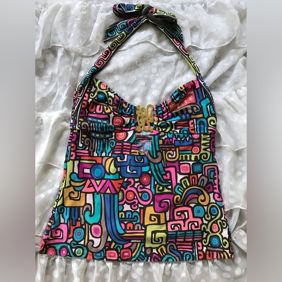 Trina Turk Tankini Bikini Set Colorful with Gold Size 4 - Picture 3 of 4
